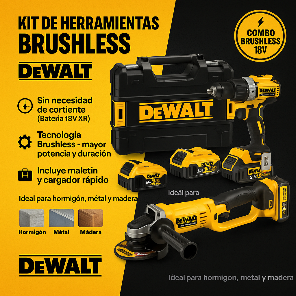 DeWalt DCF405FN 🔧 Taladro Brushless DeWalt 880 ⚡ con Kit de Herramientas 🛠️ Juego Combinado – Sin Batería ❌